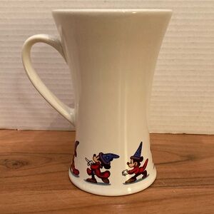 Disney Tall 6” White Mug with Red and Blue Sorcerer Mickey Accents